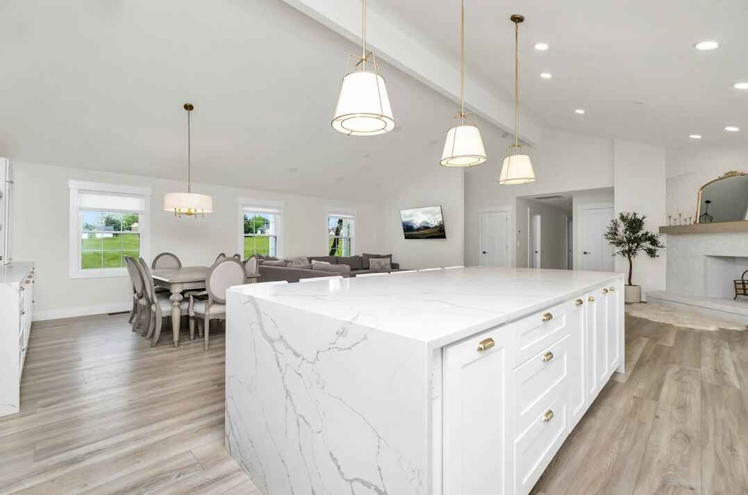 kitchen with marble counters